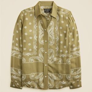 J. Crew Jules Classic Fit Bandana Print Button-Down Shirt in Sage Scarf Print